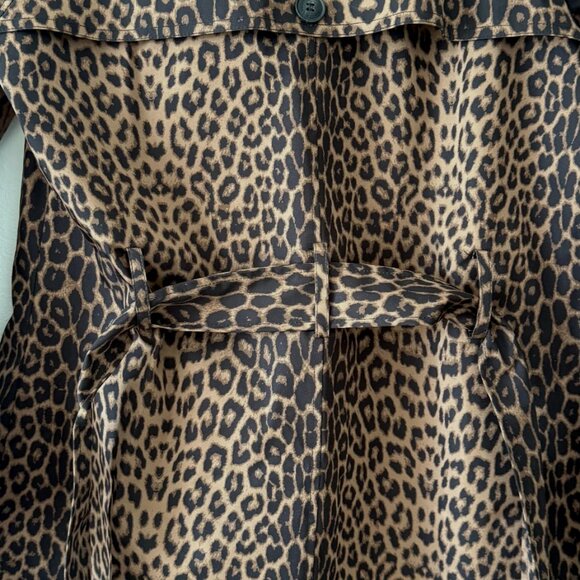 Rebecca Minkoff Women’s Leopard Print Trench Coat Belted Long Size Medium - Picture 12 of 16